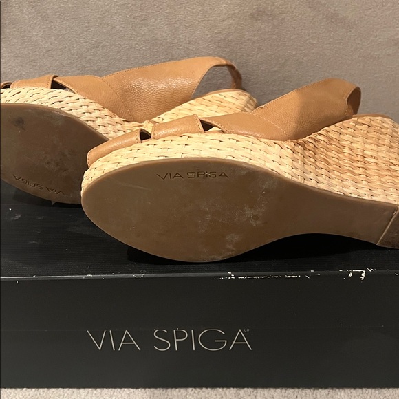 Via Spiga Camel Wedge Sandals - Picture 4 of 6